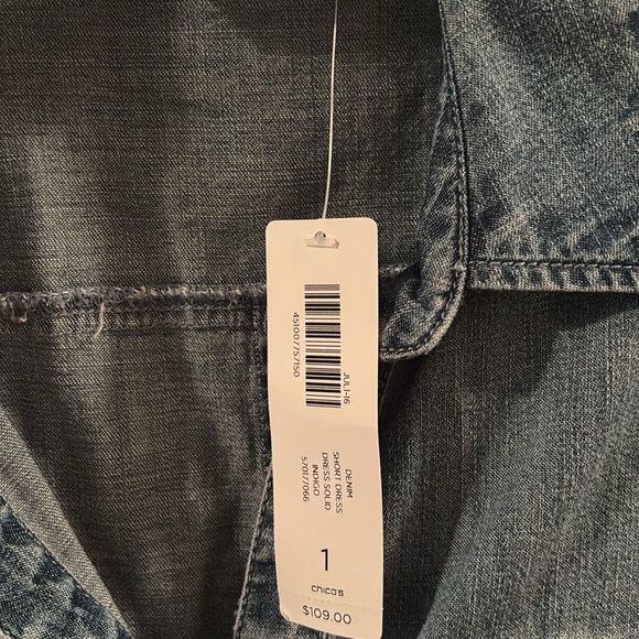 Chicos Denim Button-Up Dress - Size 1 - Picture 4 of 8